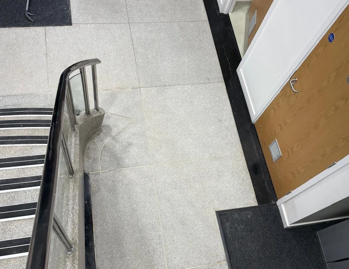 Restored landing and floor detailing at St Mary’s Hospital