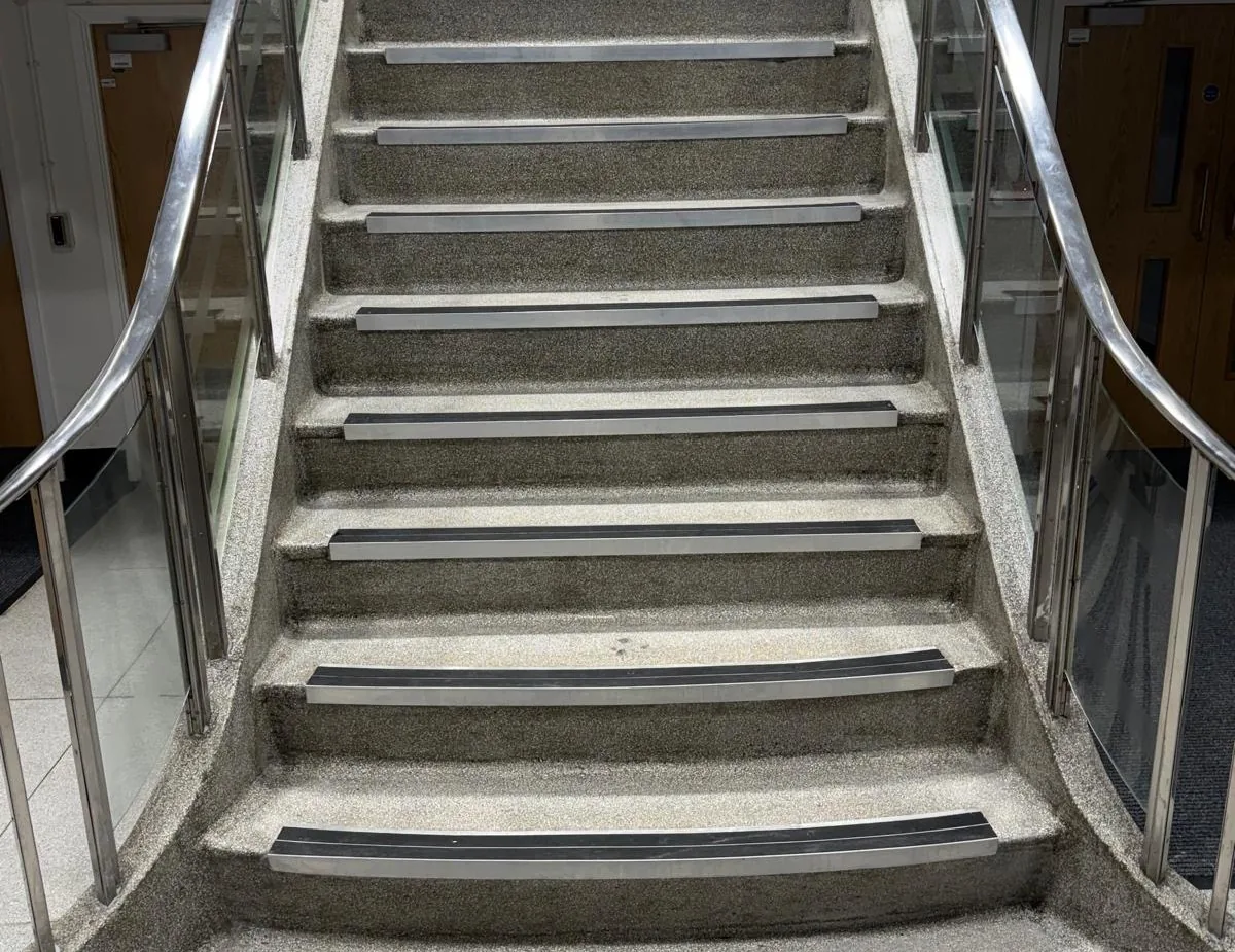 Restored stair treads and curved stair surround at St Mary’s Hospital
