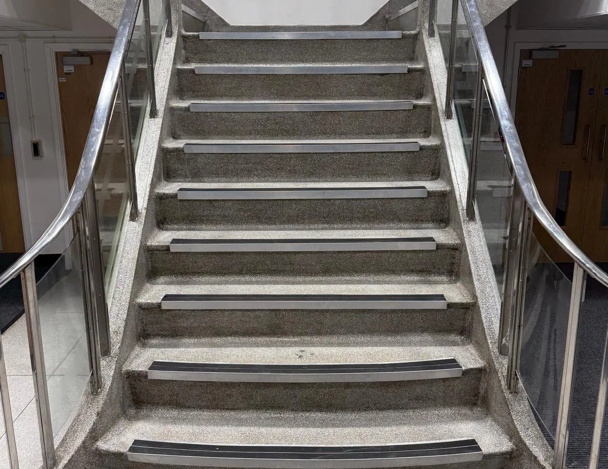 Completed staircase and terrazzo edges at St Mary’s Hospital