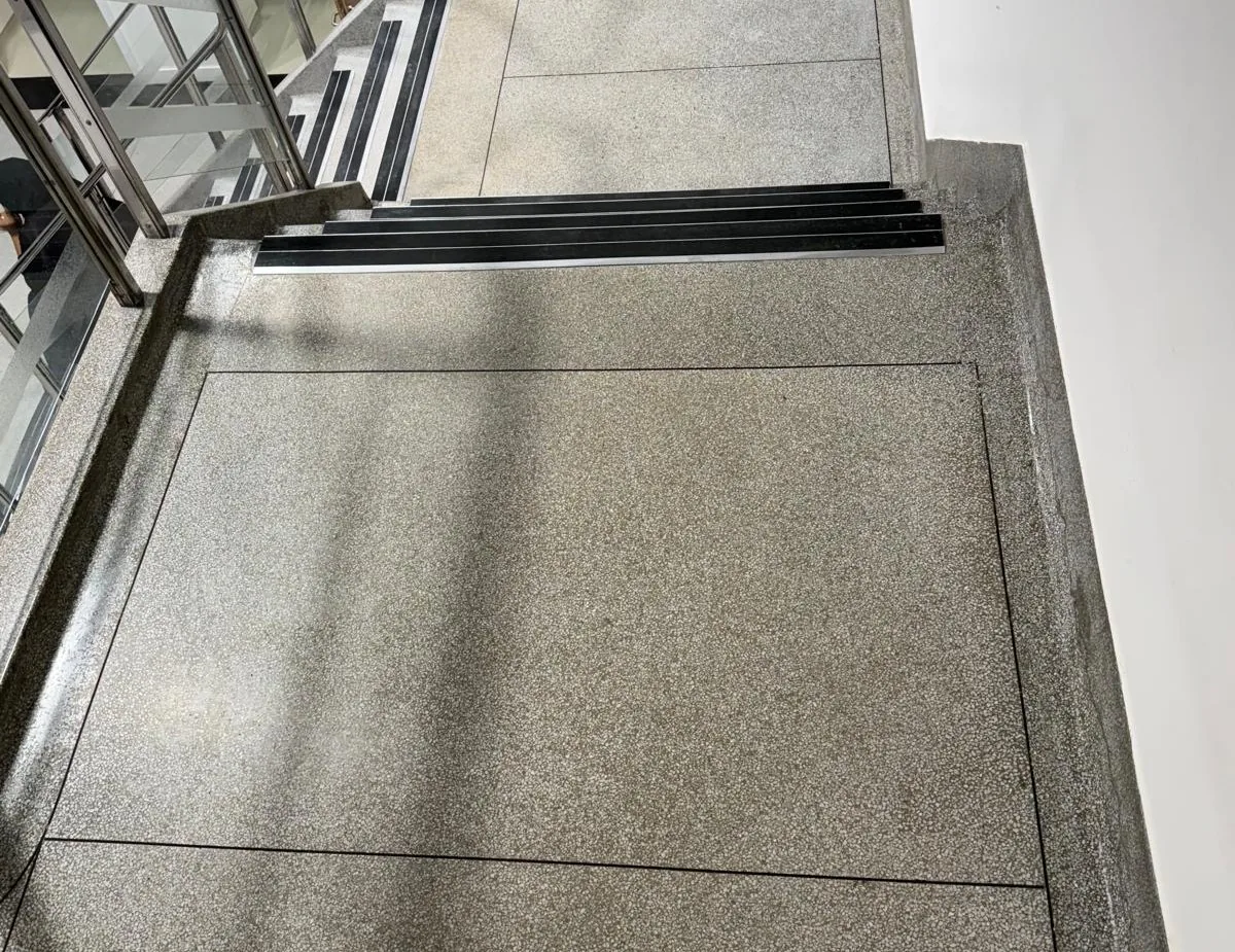 Polished upper landing beside the stairs at St Mary’s Hospital