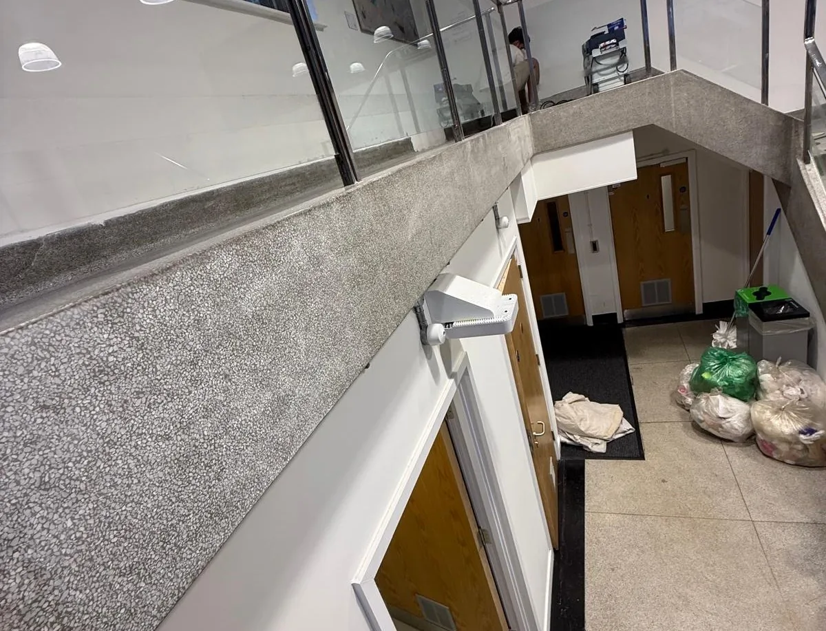 Terrazzo stair surround before restoration at St Mary’s Hospital