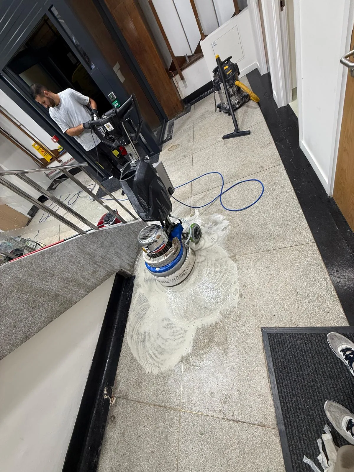 Grinding beside the staircase and perimeter at St Mary’s Hospital