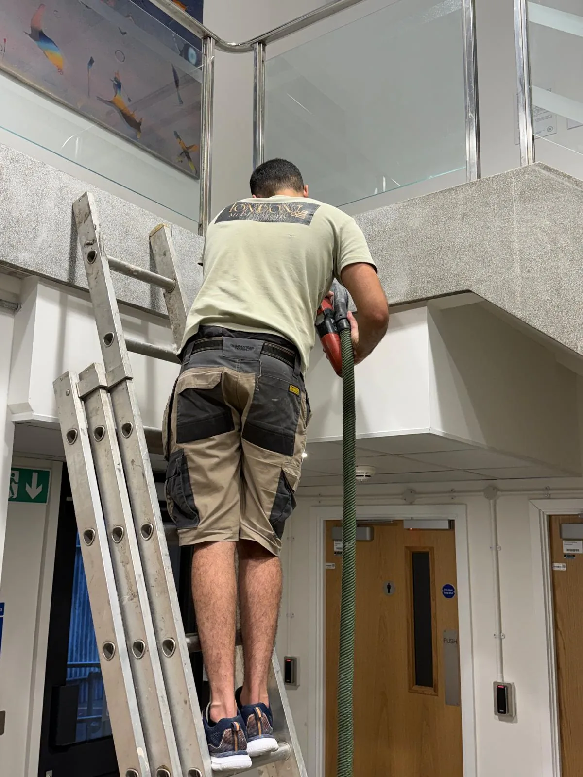 Hand-held treatment of the terrazzo stair surround at St Mary’s Hospital