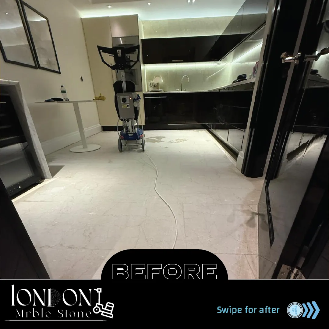 Marble floor before restoration