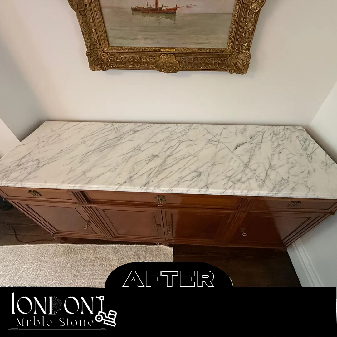 Marble cabinet top after restoration