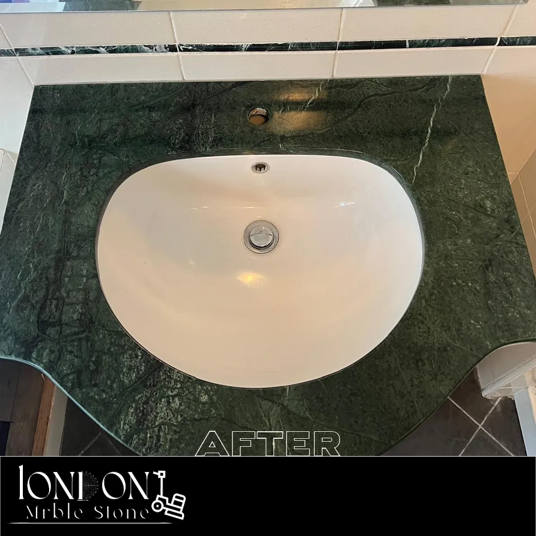 Marble vanity after restoration