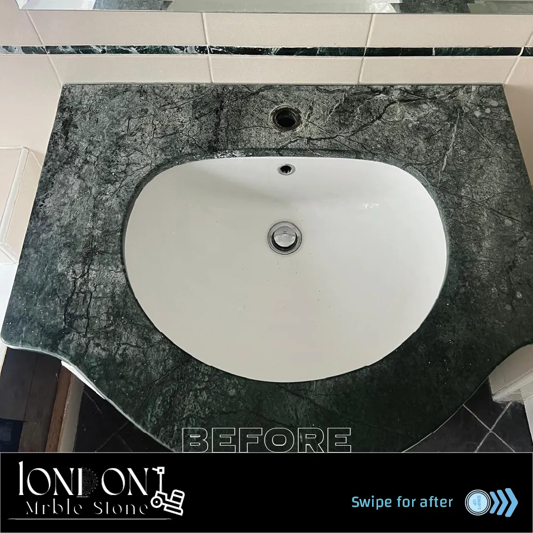 Marble vanity before restoration