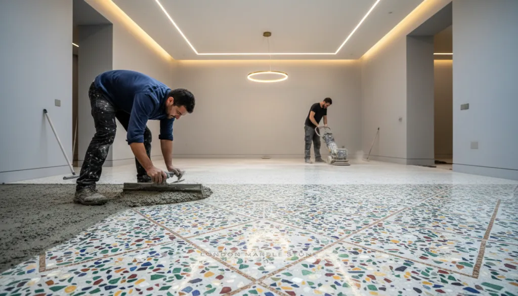 terrazzo flooring installation Soho professional process