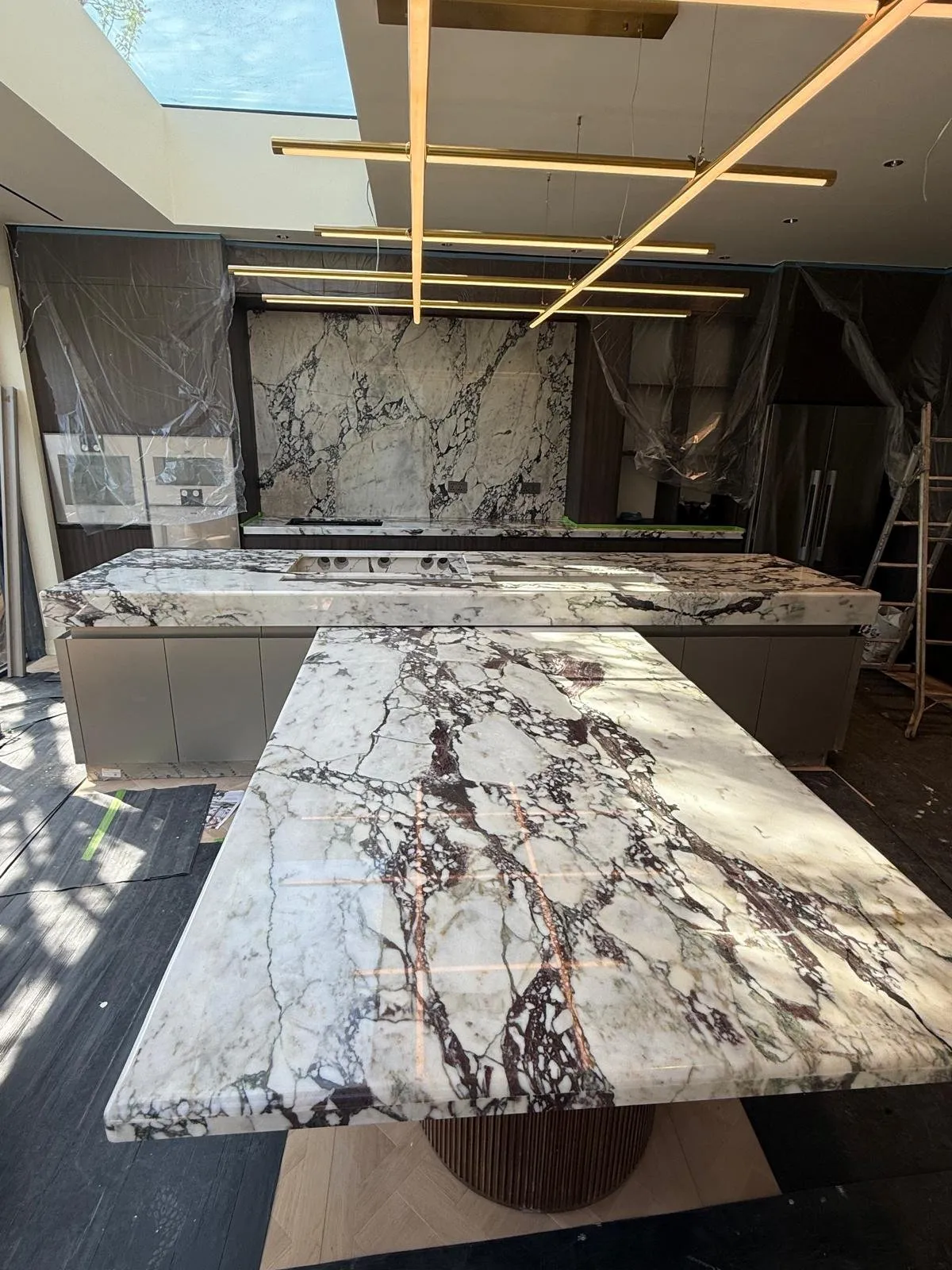 RAKU marble protection on a London kitchen island — detail 9