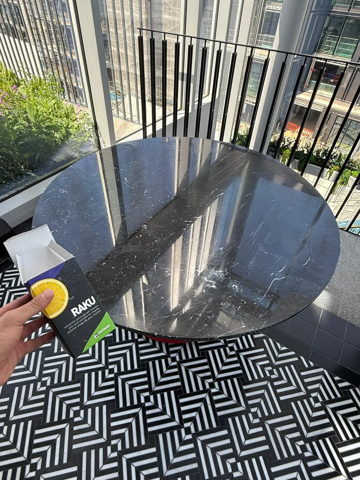 RAKU marble protection on a London kitchen island — detail 10