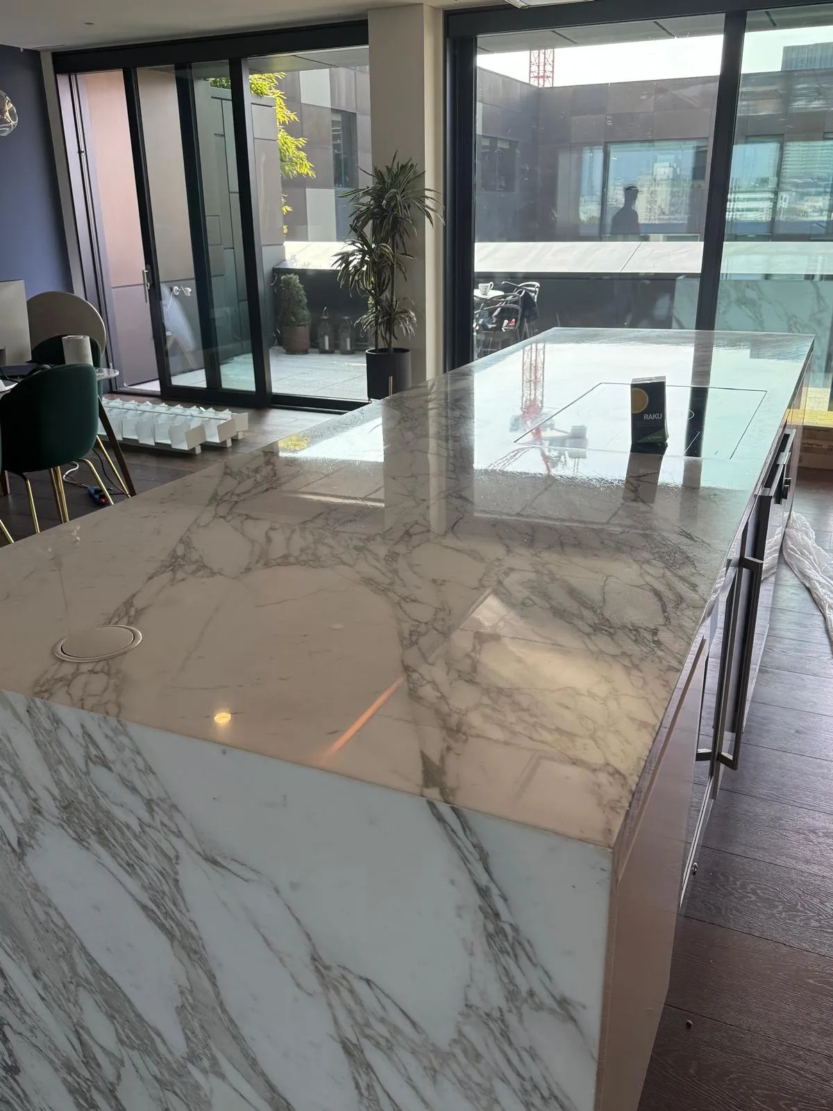 RAKU marble protection on a London kitchen island — detail 5