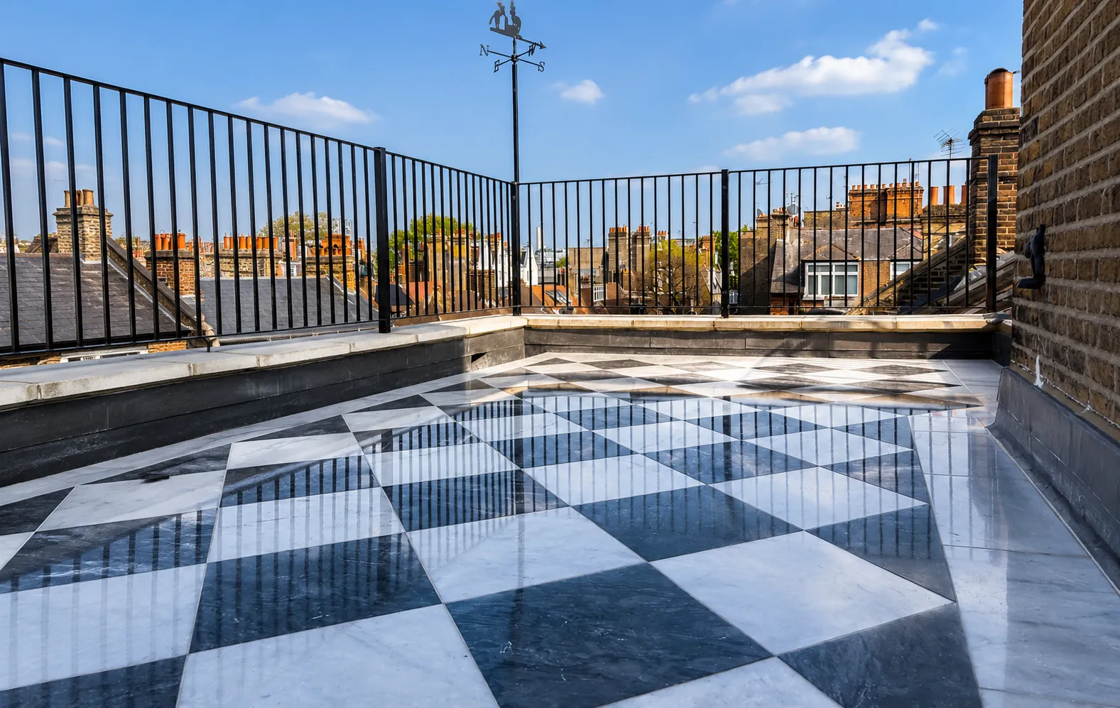 Roof terrace marble floor polishing London