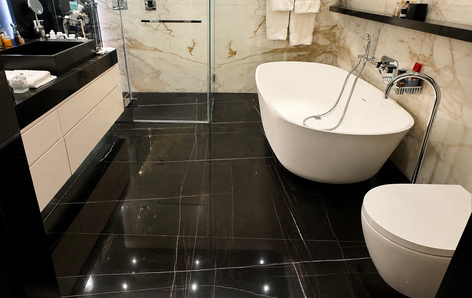 Black Marble Floor Cleaning
