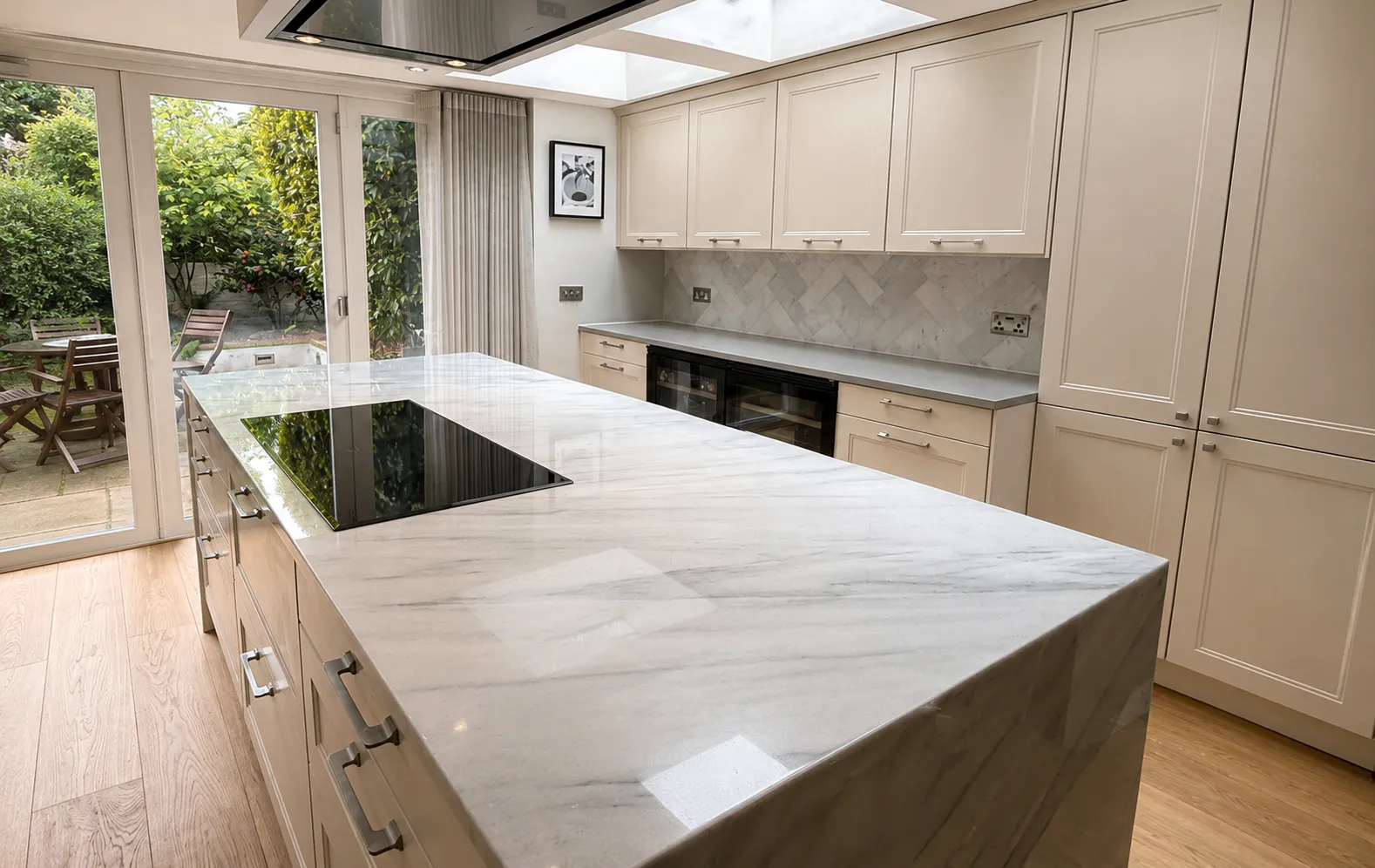 Natural marble kitchen worktop polishing London